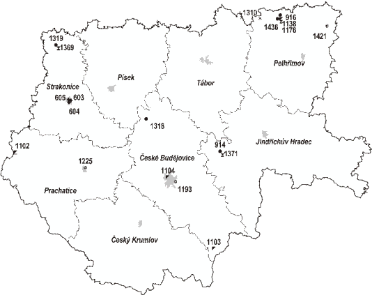 Map of South Bohemia